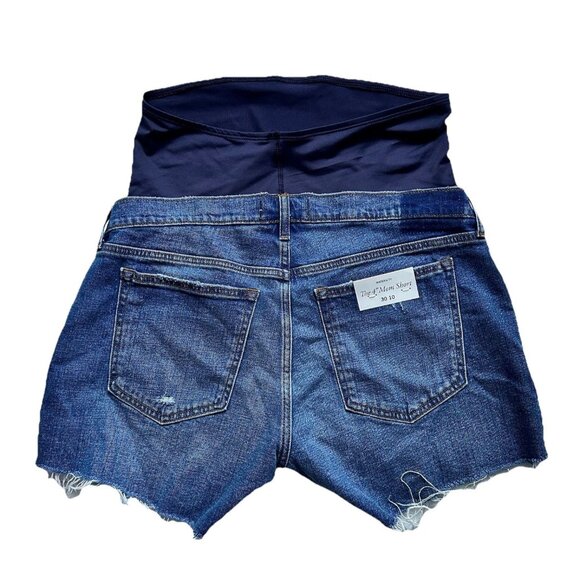 Abercrombie & Fitch Maternity 4” Mom Jean Short Distressed Full Belly Band Sz 10 - Picture 6 of 7